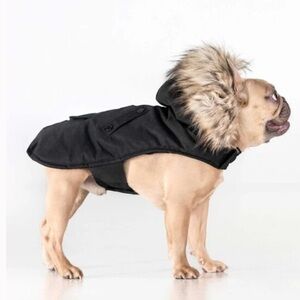 NEW Noize Karter Dog Coat with Faux Fur Trim | Black